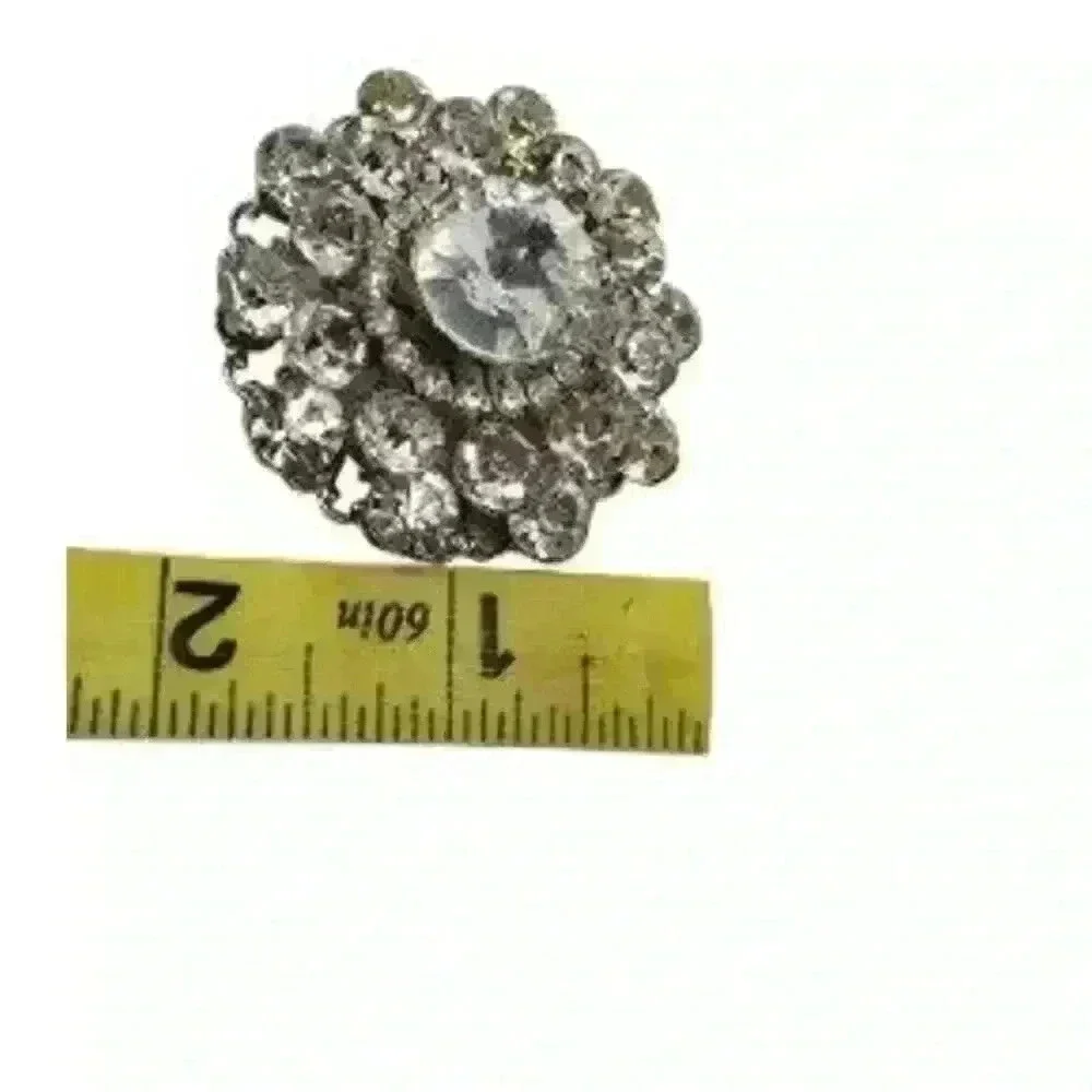 Vintage Brooch Inverted Rhinestone Layered 3D Pyramid Large